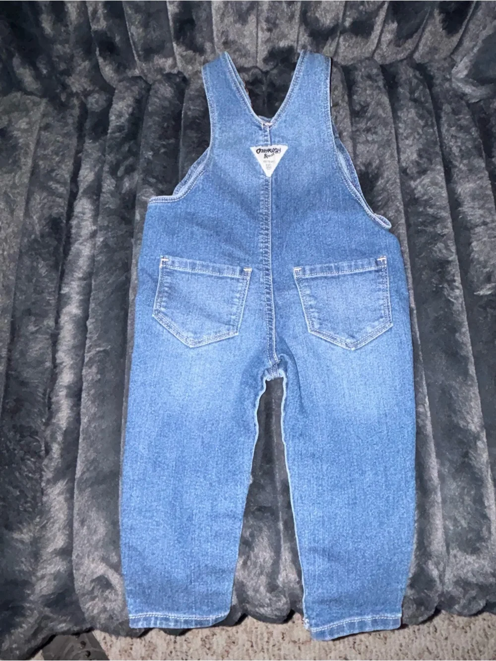 OshKosh B'gosh Blue Denim Overalls with Floral Embroidery